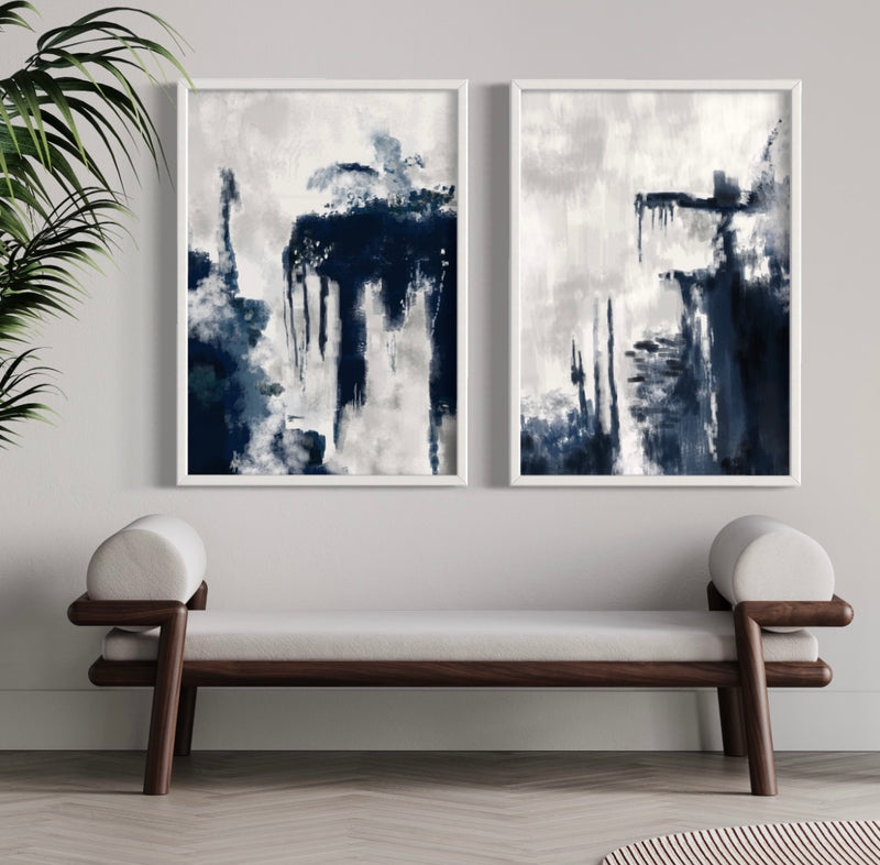 Abstract Art Print Blue Storm - Modern Home Decor