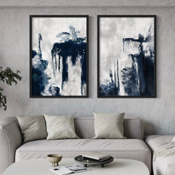 Abstract Art Set of 2 Prints - Blue Storm