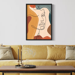Set of 1 - Abstract Art Painting 'Autumn Portrait Figure Lines' Framed Prints - HD London