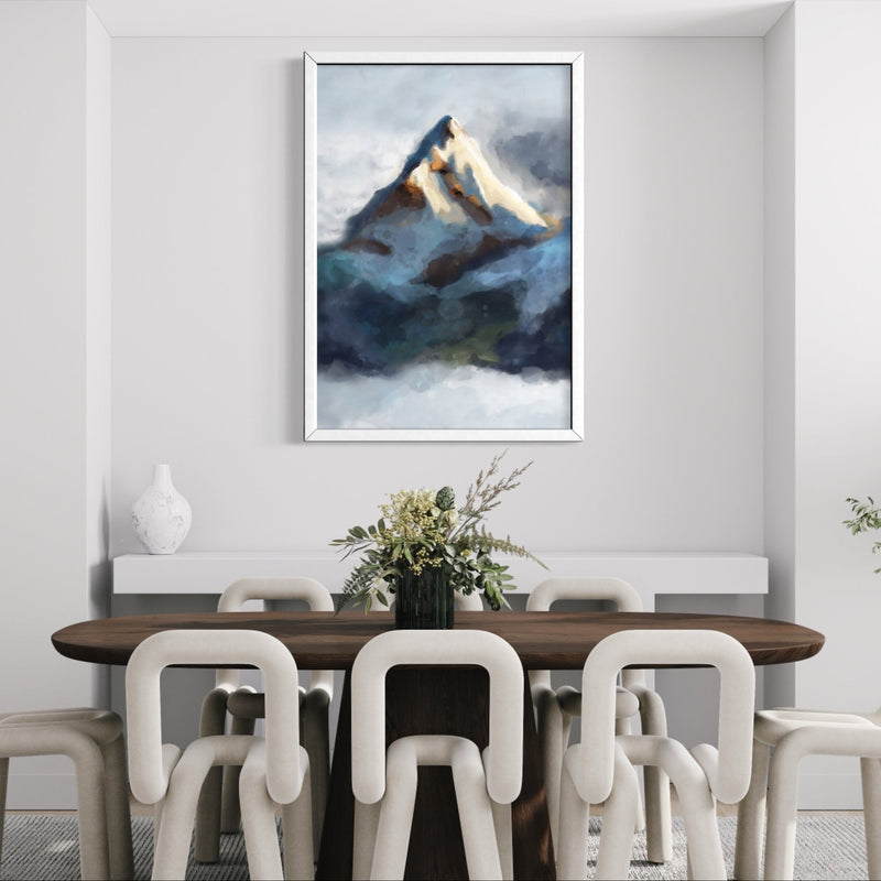 Set of 1 - Abstract Art Painting 'Blue Winter Mountains' Framed Prints - HD London