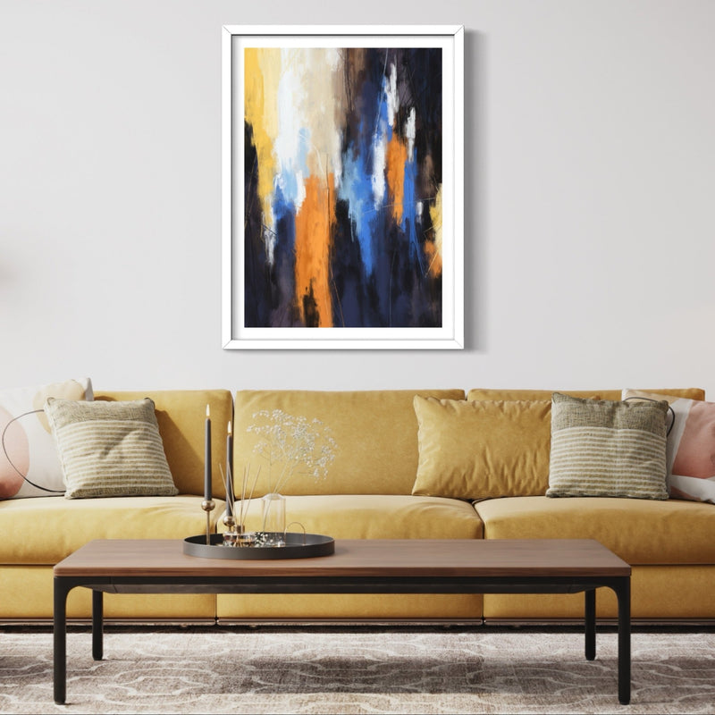 Set of 1 - Abstract Art Painting 'Orange Volcano la Eruzione' Framed Prints - HD London