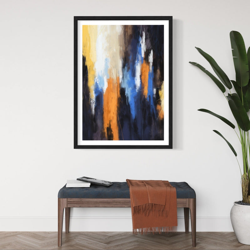 Set of 1 - Abstract Art Painting 'Orange Volcano la Eruzione' Framed Prints - HD London